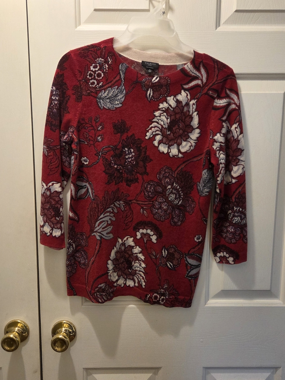 Talbots Red Floral Crewneck Sweater - Women's